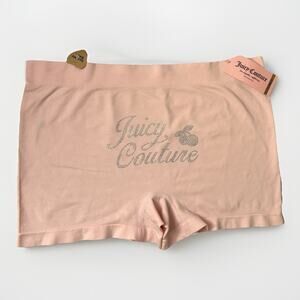 NEW JUICY COUTURE Pink Seamless Shaping Boyshort Rhinestone Cherries Bling 2XL